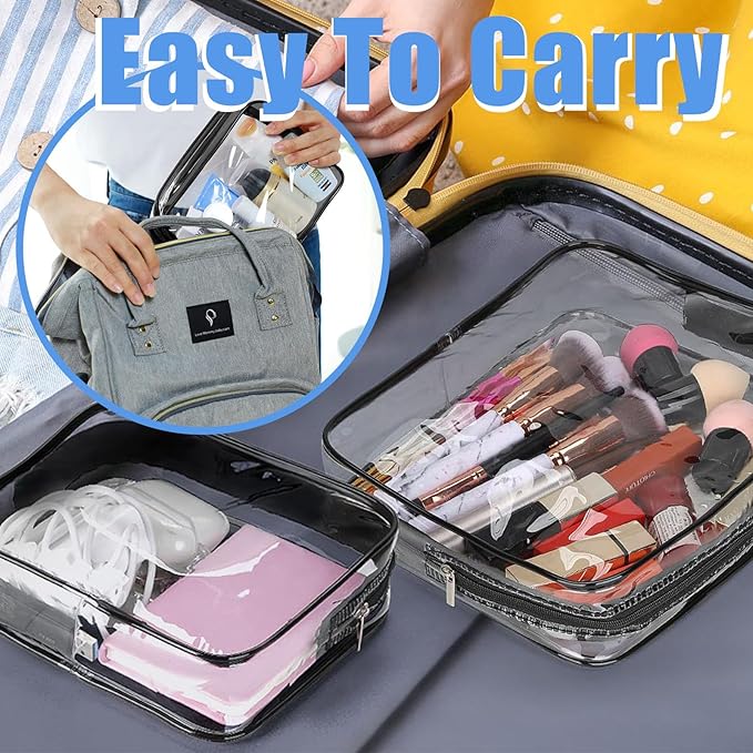 12 Pcs Clear Cosmetic Bag PVC Waterproof Zippered Clear Toiletry Carry Pouch - Image 6