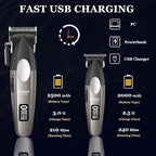 KEMEI 8536 Professional Hair Clippers for Men, Cordless Barber Clipper and Trimmers Set with LED Displays, 9000 RPM Hair Cutting Kits with Charging Bases, Mens Grooming Kit