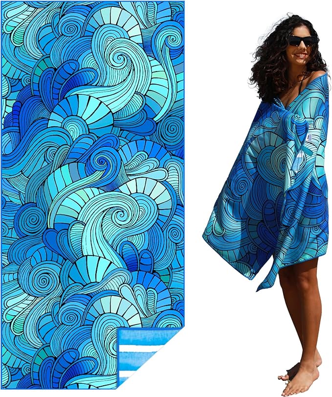 Microfiber Thin Lightweight Flat Beach Towel Sand Free Quick Dry Absorbent by WIDDONEN