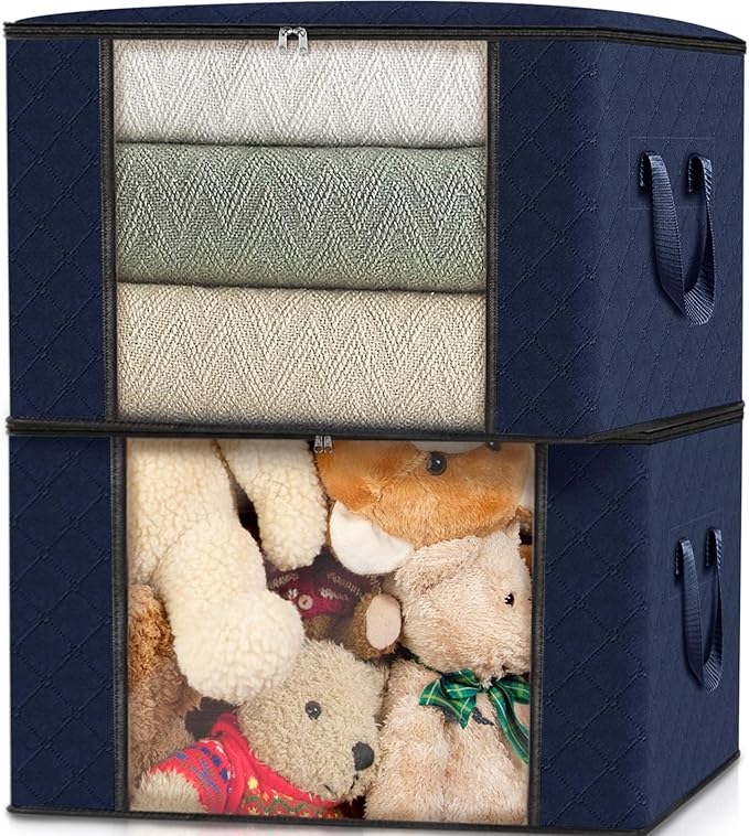 Fab totes 4 Pack Clothes Storage, Foldable Thick Fabric Blanket Storage Bags - Image 5