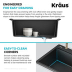 Bellucci 28 inch Granite Workstation Drop In Top Mount Single Bowl Kitchen Sink in Metallic Grey with Accessories (28 Inch / Gray)