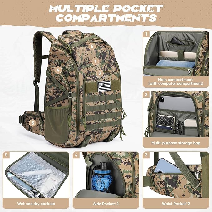 Maelstrom Tactical Backpack for Men, 40L Military Backpack, Water Resistant - Image 5