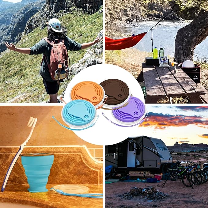 Litoexpe 4 Pack Silicone Collapsible Travel Cup Portable Folding Camping Cup - Image 7