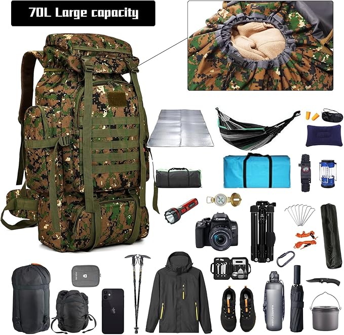 Hiking Backpack for Men 70L/100L Camping Backpack Military Rucksack Molle 3 - Image 3