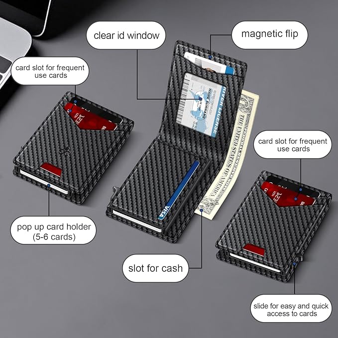 Wallet for Men Wallet with Slim Pop Up Card Holder for 12-14 Cards, RFID - Image 5