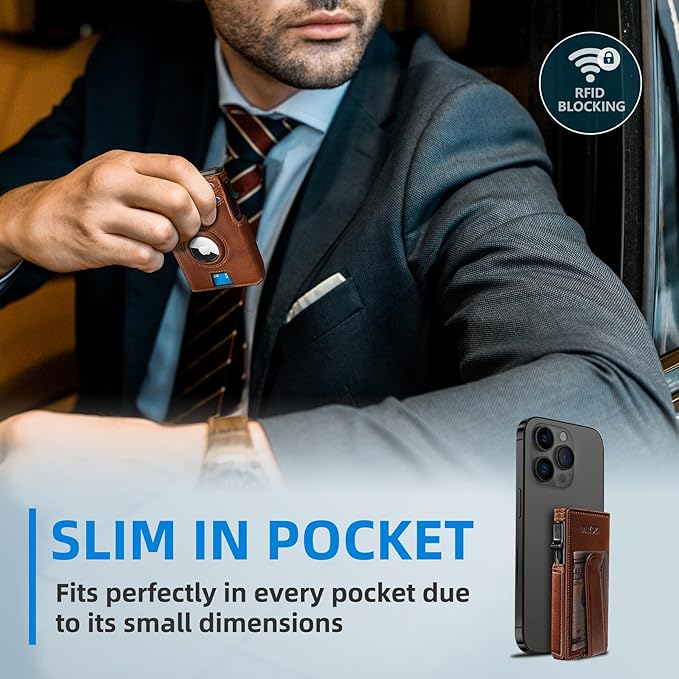 Airtag Wallet for Men, with Money Clip 10 Cards Metal Case Smart Slim Pop Up - Image 6