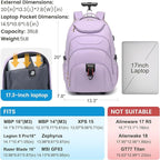 Boavan Rolling Backpack for Women, 17.3 Inch Wheeled Laptop Backpack, Large - Image 2