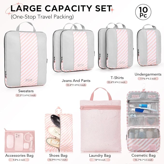 10 Set Compression Packing Cubes - Image 2