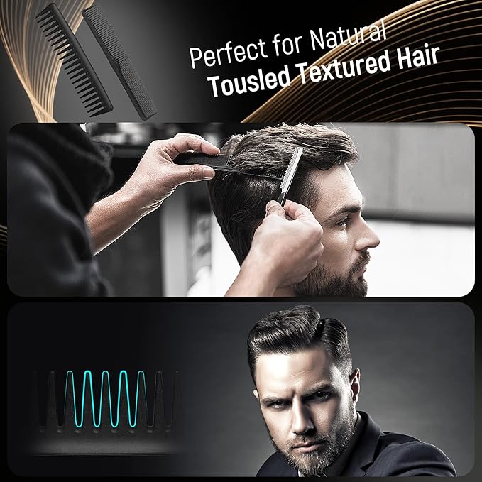 SalonSilk Hair Brush for Men, 5PCS Men Hair Brush & Styling Comb Set, Professional Barber Tools for All Hair Types, Perfect for Styling, Grooming, and Detangling