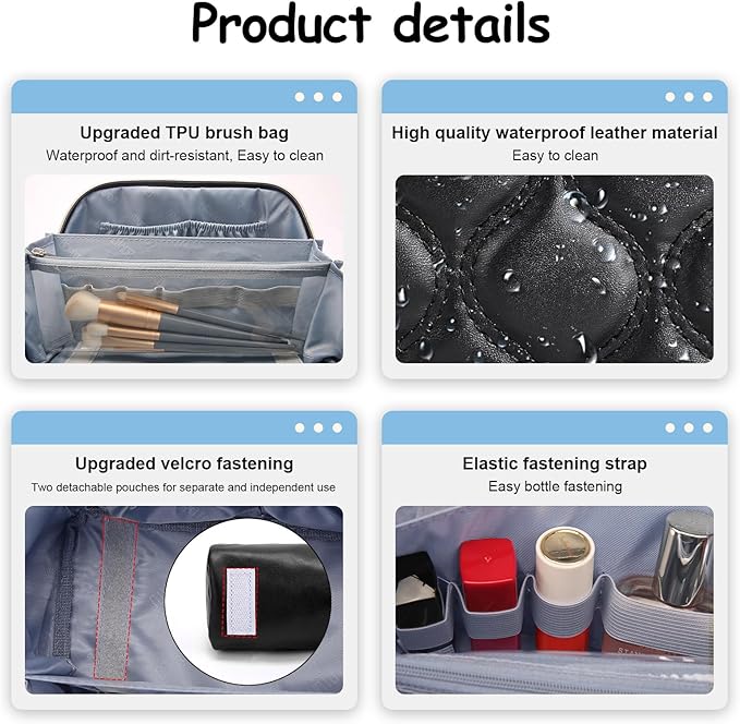 Travel Makeup Bags for Women Cosmetic Bag: Puffy Make up Bags Set of 3 - Image 4