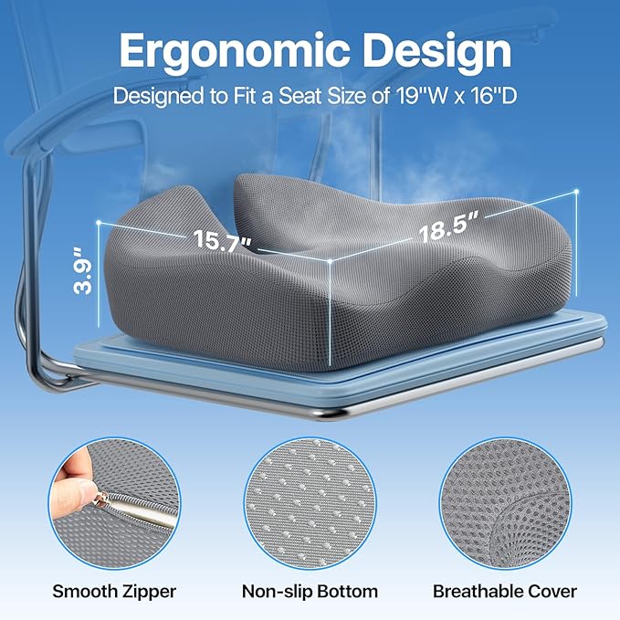 Seat Cushion, Extra Large Memory Foam Cushion - Image 3