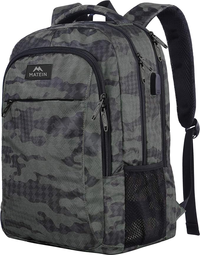 MATEIN Travel Backpack with USB, Sturdy College School Backpack by MATEIN