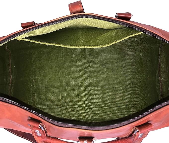 Leather Duffle Bag for Men Luggage Handmade Travel Bag Carry On Luggage - Image 7