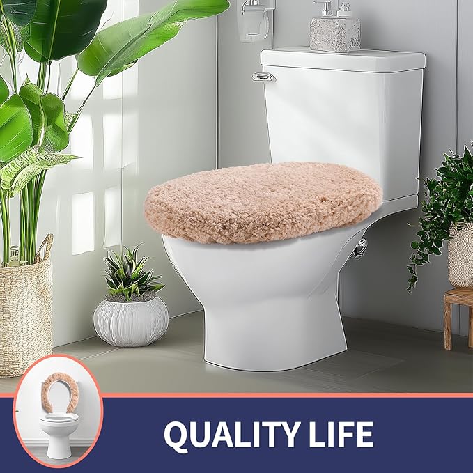 Microfiber Elongated Toilet Seat Cover 19.5"x 15" Machine Washable Solid Toilet - Image 7