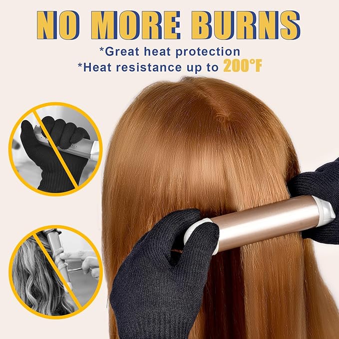 IKOCO Heat Proof Medium Glove Mitts for Hair Styling - 2Pcs for Flat Iron, Curling Wand, and Hot-Air Brushes