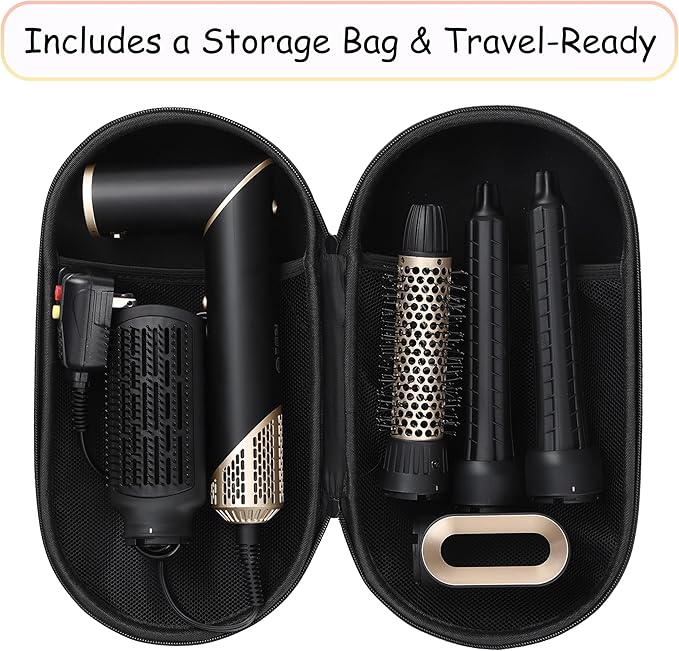 5-in-1 Hot Air Styler,Foldable Design 110,000 RPM High-Speed Hair Dryer Brush,Auto-Wrap Curlers for Curling,Straightening,Volumizing, Frizz-Free & No Heat Damage,Includes Travel Bag,Gift for Women