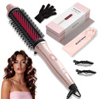 Infrared Thermal Brush 1.65”, 100M Negative Ions 2-in-1 Curling & Straightening Round Brush, 6 Heat Settings, Dual Voltage Styler, Lightweight & Quiet, Auto Shut-Off, Elegant Gift Box for Women