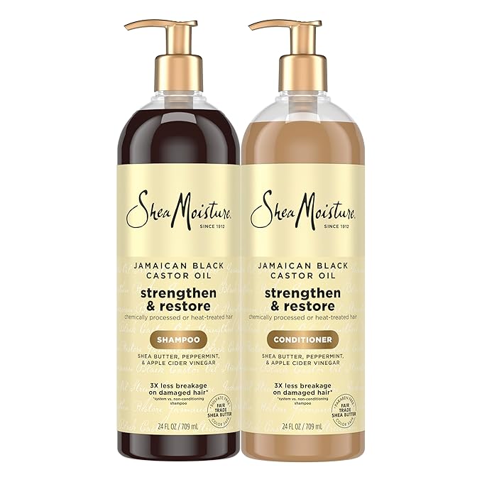 SheaMoisture Strengthen & Restore Shampoo and Conditioner Bundle Jamaican Black by SheaMoisture