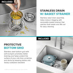 KRAUS Standard PRO 23-Inch 16 Gauge Undermount Single Bowl Stainless Steel - Image 11