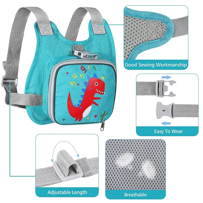 Toddler Harness Leash + Anti Lost Wrist Link, Accmor Dinosaur Baby Harnesses - Image 3
