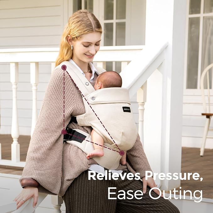 Momcozy Baby Carrier with Natural Cotton Linen, Built to Last, Ergonomic Design - Image 5