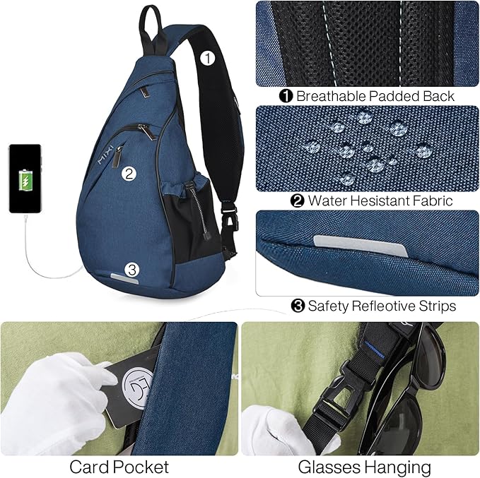 mixi Sling Bag Men Backpack Unisex One Shoulder Bag Hiking Travel Backpack - Image 5