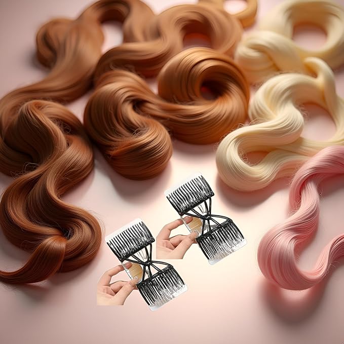 2Pcs Black Adjustable Elastic Hair Comb, Stretchy Double Comb Hair Clip, No Crease Hair Pins Double Slides Hairpins Combs Women Hairs Styling Accessories Hairs Care Styling Tools and Appliances