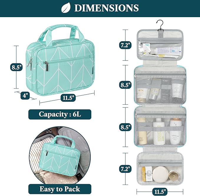 PAVILIA Hanging Toiletry Bag Travel Bag Women Men, Foldable Cosmetic Organizer - Image 2