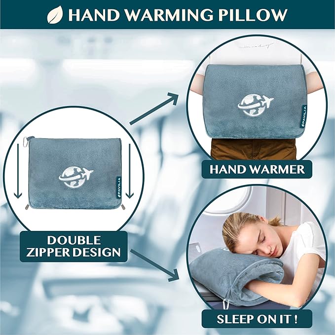 PAVILIA Travel Blanket and Pillow, Arms Opening Airplane Blankets - Image 5