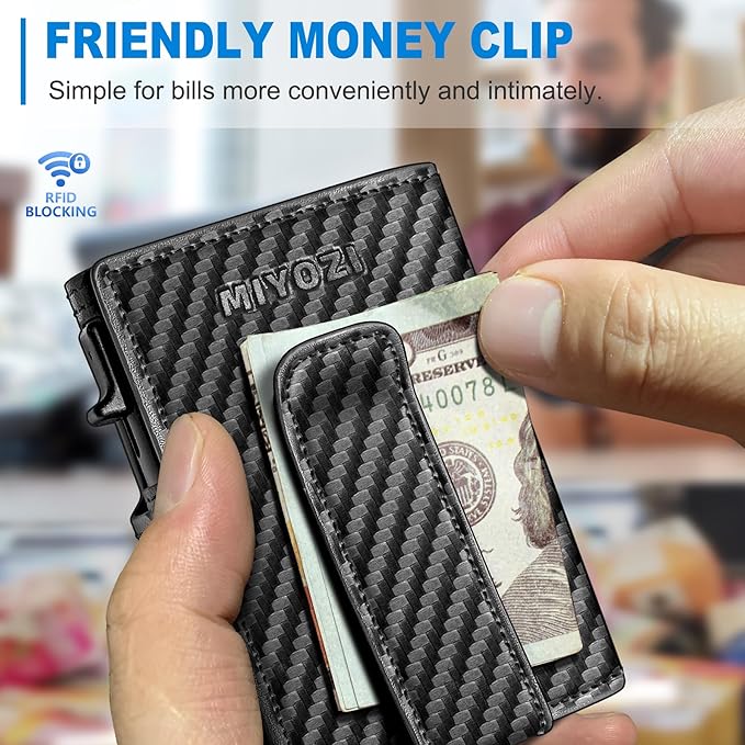 Men Wallet, with Money Clip Coins Pocket ID Window, Slim Front Pocket RFID - Image 6