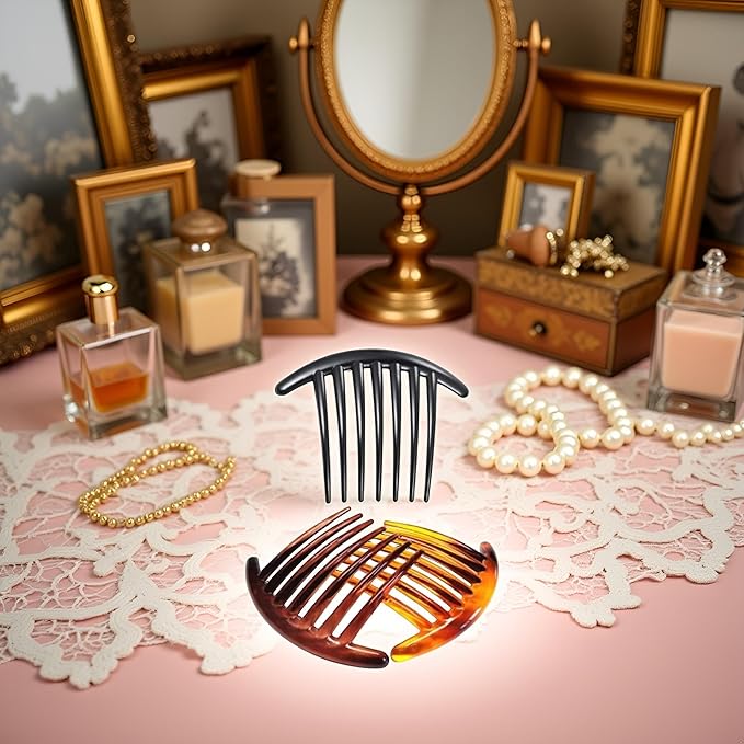 3 Pcs Plastic Hair Side Combs French Twist Comb Tortoise Side Combs Hair Clip Comb Accessories with Seven Teeth for Women Girls Hair Combs Styling Tools and Appliances
