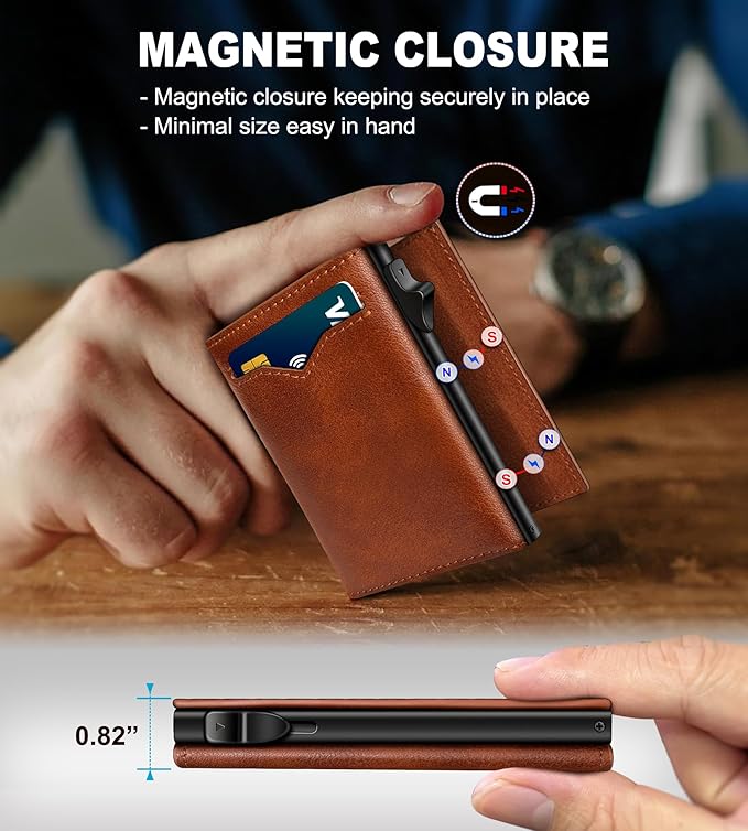 Wallet for Men, with Cash Pocket 2 ID Window 9-13 Cards, Metal Case Smart Slim - Image 3