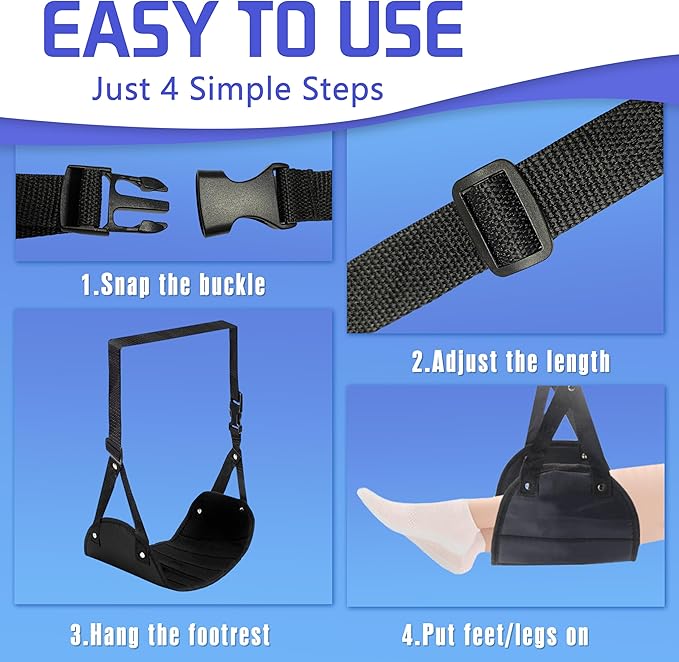 2-Pack Airplane Foot Hammock for Plane Travel - Image 6