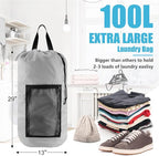 Laundry Bag Backpack, Dirty Clothes Travel Bag - Image 4