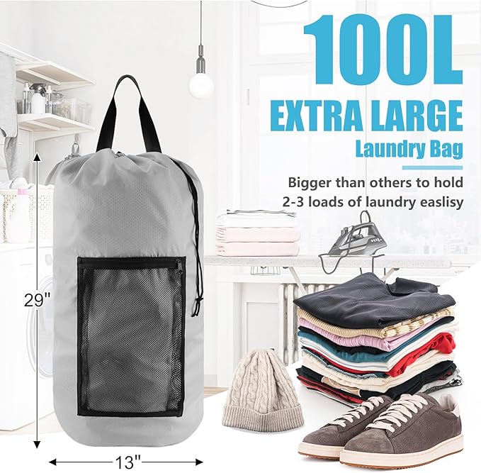 Laundry Bag Backpack, Extra Large Travel Laundry Bag - Image 3