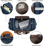 Wildroad 50L Travel Duffel Bag, Expandable Canvas Genuine Leather Duffle Bag - Image 3
