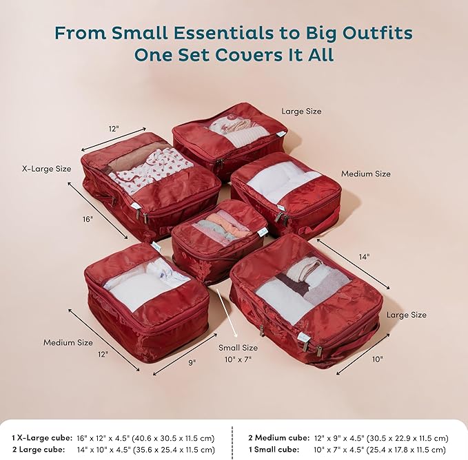 6-Pack Compression Packing Cubes Travel Essentials - Image 4