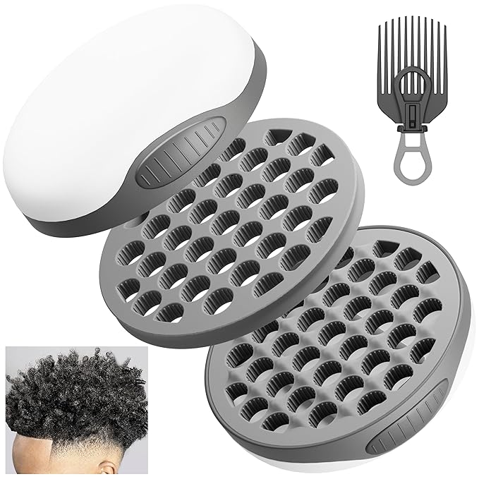 Silicone Twist Hair Brush, Magic Curling Hair Tool for Afro Curls,Vertical Stripe Curl Brushes, Detachable Two-Sided for Men Women Boy Girl Comb, Gray, 1 Piece