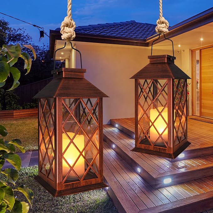 TAKE ME 14" Solar Lanterns Outdoor Garden Hanging Lantern Waterproof LED - Image 6