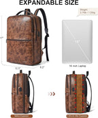 Vegan Leather Laptop Backpack for Women&Men, 16 Inch Expandable Backpack - Image 4