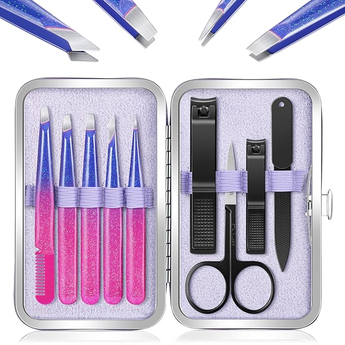 MORGLES Eyebrow Tweezers for Women and Nail Clipper Set by Morgles