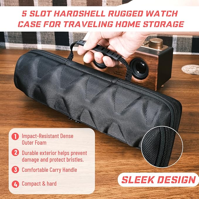 5 slots Hard men's watch travel case, Portable zipper storage organizer box - Image 5