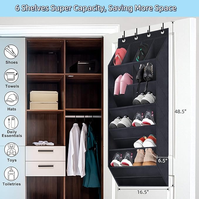 Over The Door Shoe Organizer, 2 Pack Hanging Organizer - Image 3