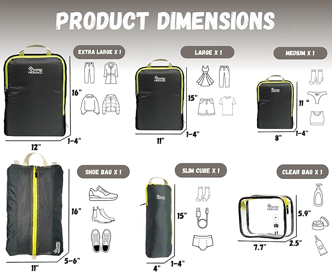 6 Set/3 Set Ultralight Compression Packing Cubes, Suitcase and Backpack Travel - Image 3
