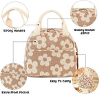 Bluboon Lunch Bag for Women Men Cute Corduroy Lunch Tote Bags Reusable - Image 4