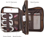 Polare Full Grain Leather Travel Cable Organizer Case Double Layer Electronics - Image 2