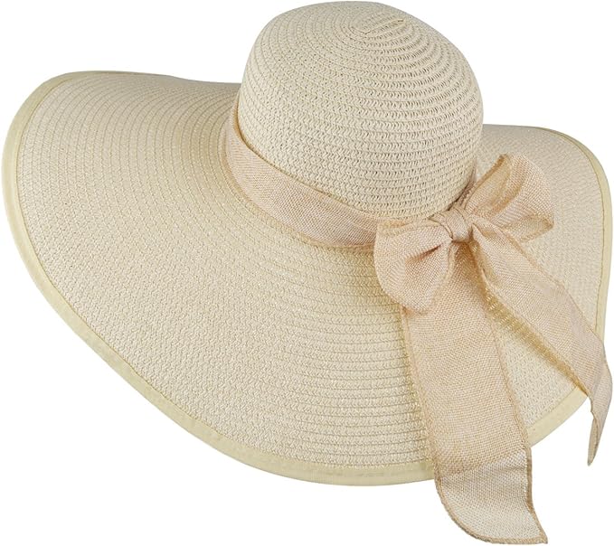 DRESHOW Beach Hats for Women Big Straw Wide Brim Summer Hat Floppy Foldable - Image 7