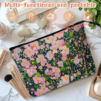 Cosmetic Bags Travel Makeup Toilet Case Waterproof Pouch for Women Girls 6.7X9.45inches - Lovely Pink - Bloom Tapestry