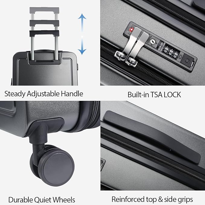 KROSER Carry On Luggage with Spinner Wheels & Built-in TSA Lock, Expandable Top - Image 4