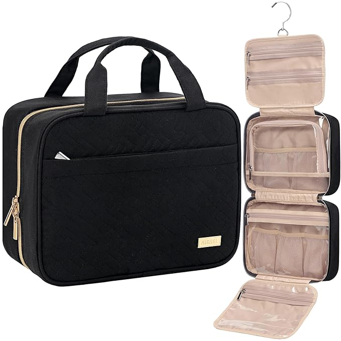 NISHEL Travel Toiletry Bag for women, Portable Hanging Organizer for by NISHEL